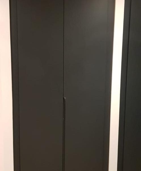 Clean cupboard matt doors in a kitchen